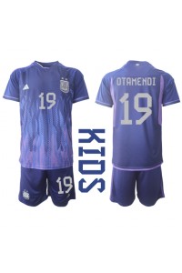 Argentina Nicolas Otamendi #19 Babyklær Borte Fotballdrakt til barn VM 2022 Korte ermer (+ Korte bukser)